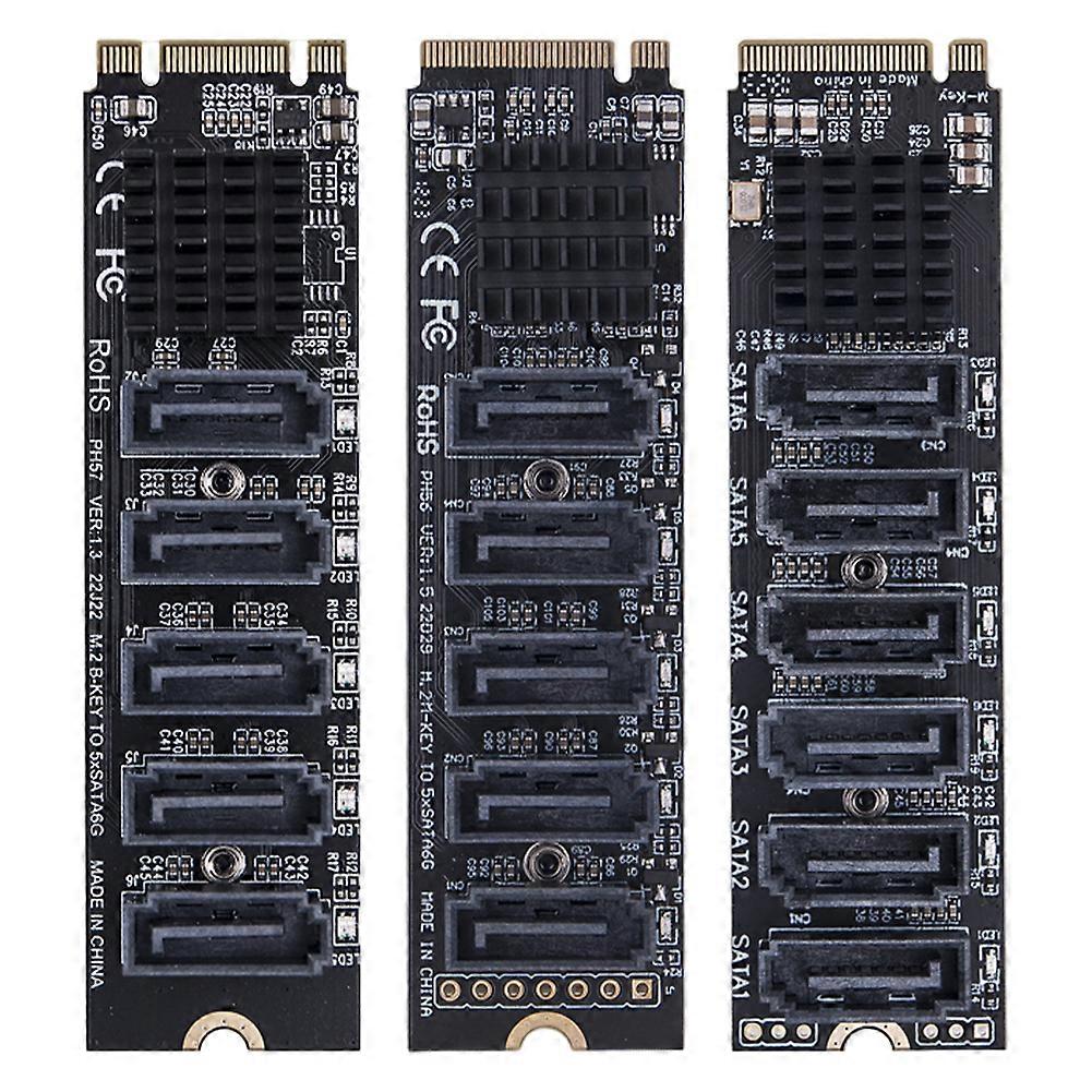 M2 MKEY PCI-E Expansion Card 5/6 Port Adapter Card M2 To SATA 30 Converter NVME To SATA SATA30 Adapter Support PM Function