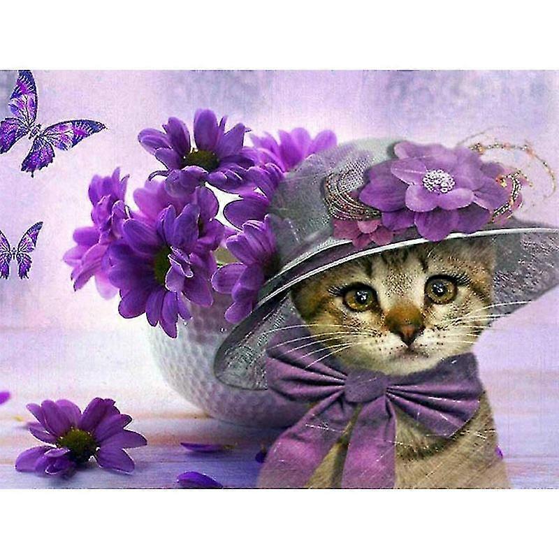 5d Diy Diamond Embroidery Mosaic Cat Hat Flower Butterfly Cartoon Diamond Painting Custom High Quality Hot Selling