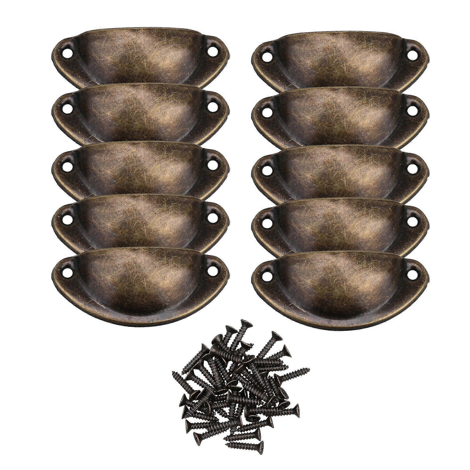 10pieces 5x2cm Semicircle Shape Drawer Shell Pull Handle Green Bronze