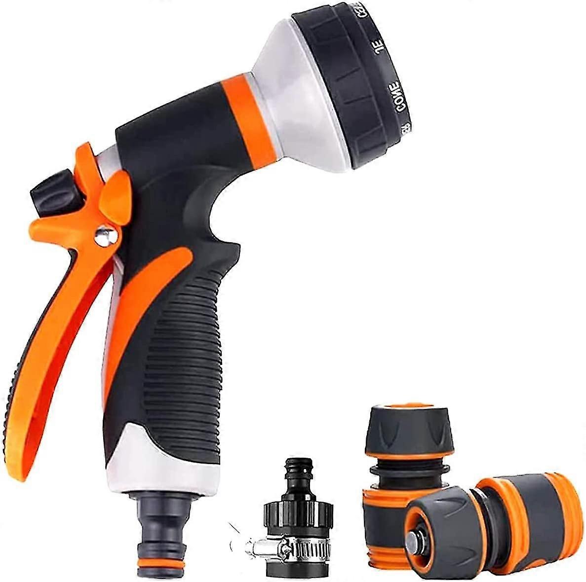 Garden Hose Spray Gun Set, 8-pattern High-pressure Nozzles With Quick Coupling