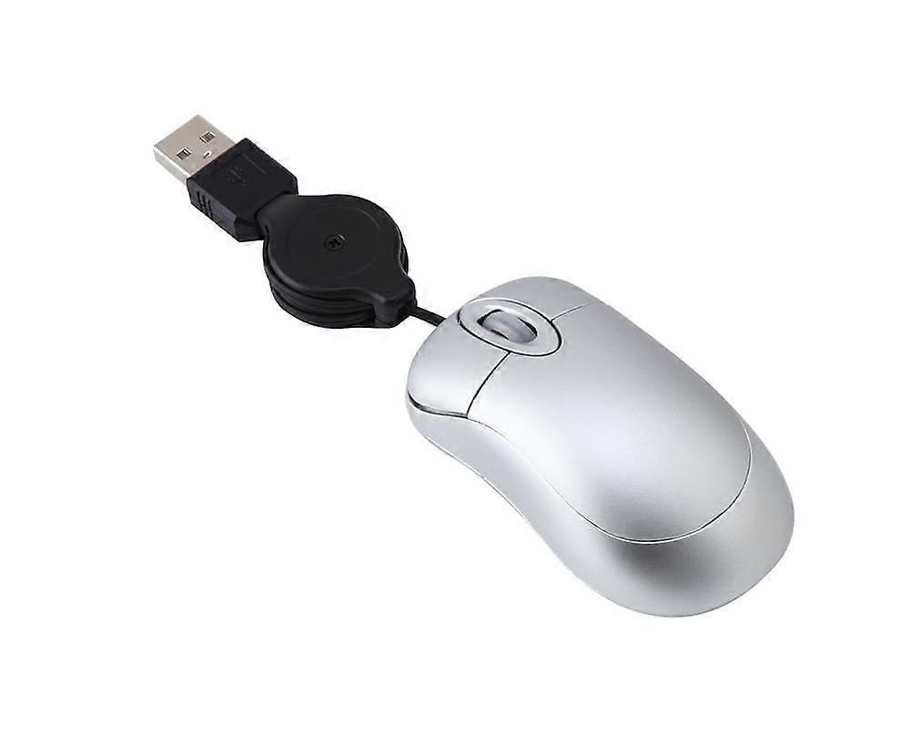 Universal Telescopic 3 Keys 1600DPI Computer Laptop USB Optical Mini Wired Mouse - Silver