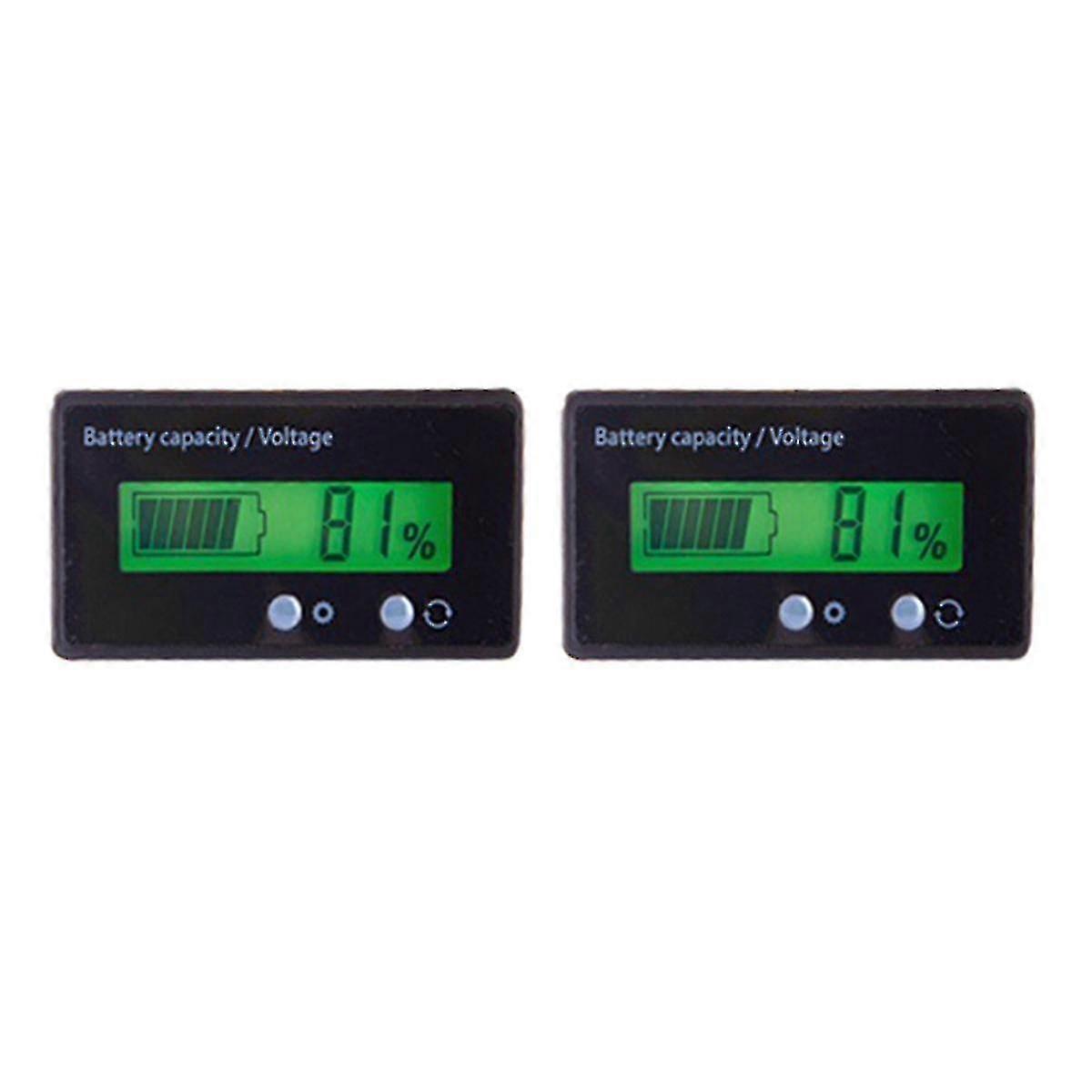 2pcs Dc 12v Battery Meter Front Setting And Switch Key Battery Capacity Voltage Indicator