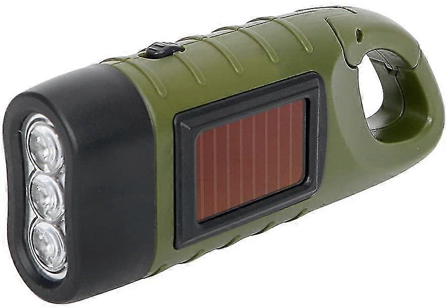 Solar Powered Portable Led Flashlight With Dynamo Crank For Camping, Mountaineering And Tent