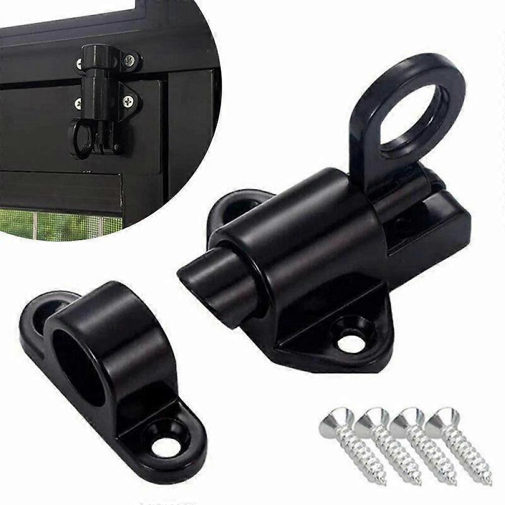 Aluminum Alloy Security Automatic Window Gate Lock Spring Bounce Door Bolt Latch black