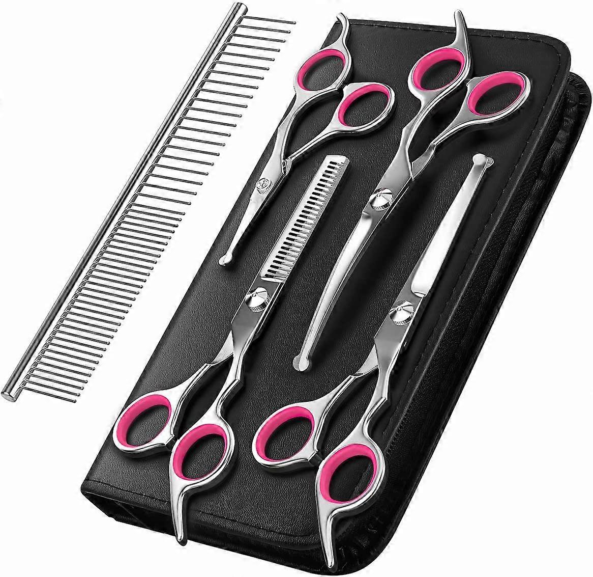 Dog Grooming Scissors,5pcs,Pink