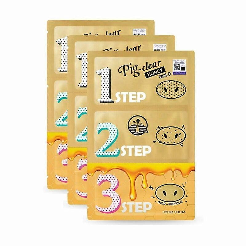 Pig Nose Clear Black Head 3 Step Kit Honey Blackhead Remover Deep Nose Pore Cleasing Strip Nose Cosmetics
