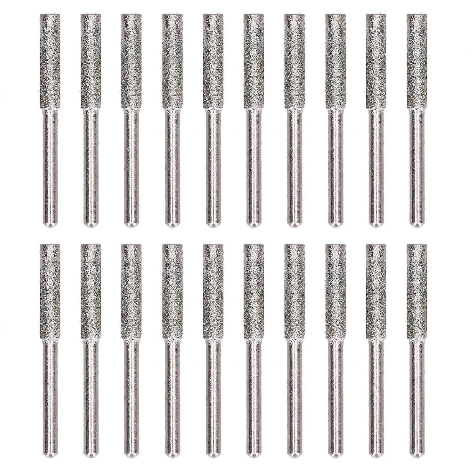 20Pcs Chainsaw Sharpener Burr Grinding Head Rotating File Sharpening Tool Set KitSilver 4.8mm