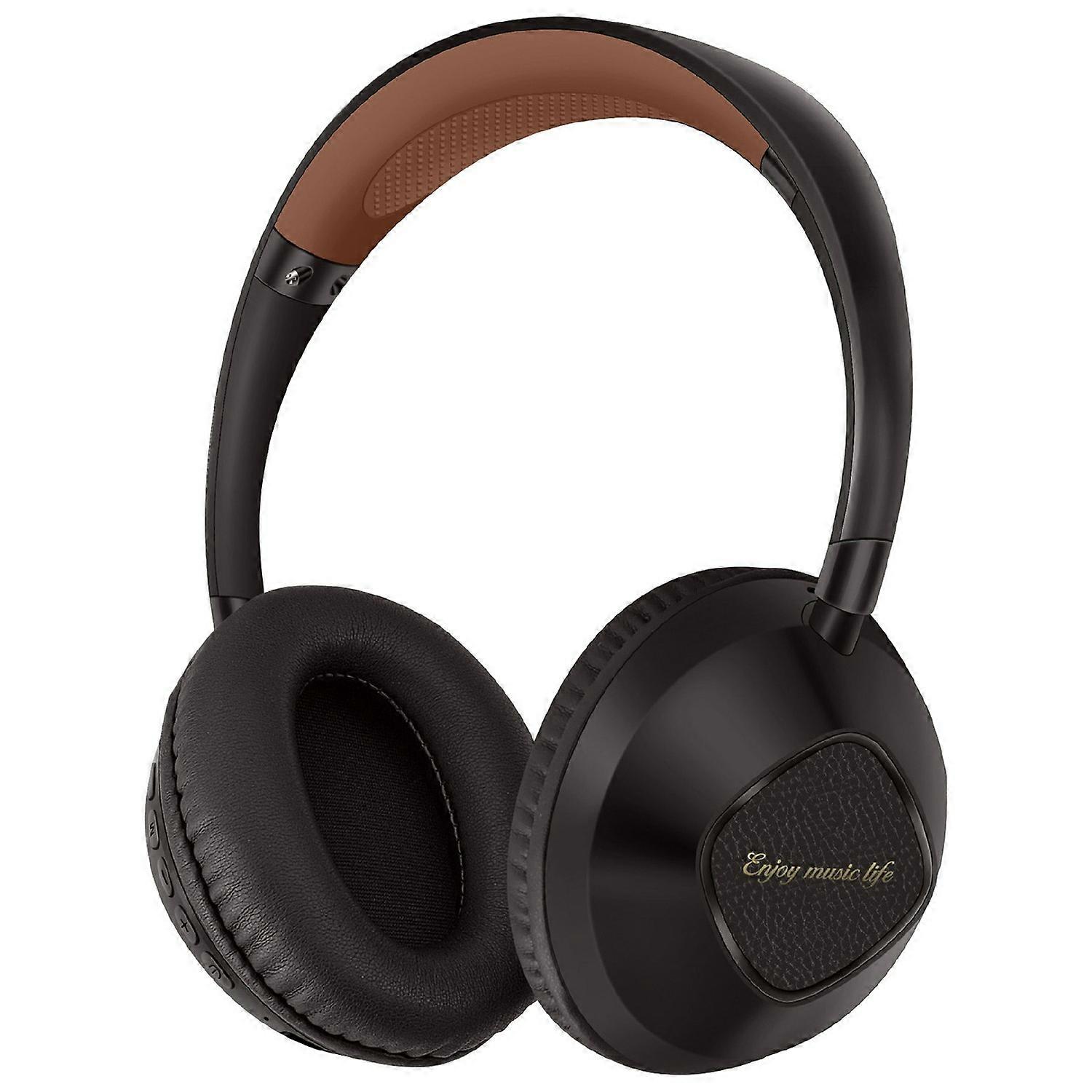 AKZ-18 Over-Ear Headphones Support TF Card HiFi Sound Wireless Bluetooth Headset - Brown