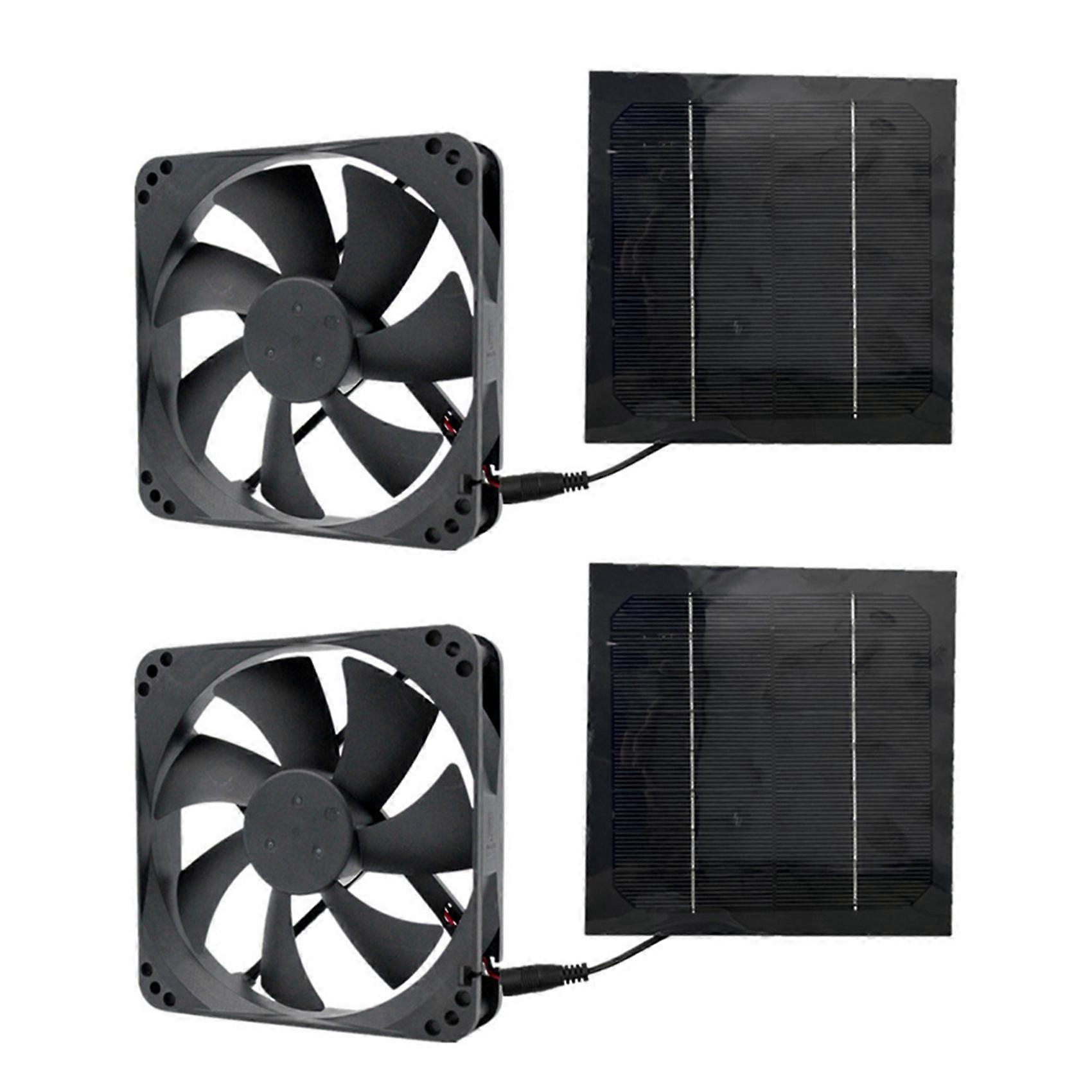 2X 20W Solar Exhaust Fan Air Extractor 6 Inch Mini Ventilator Solar Panel Powered Fan for Dog Chick
