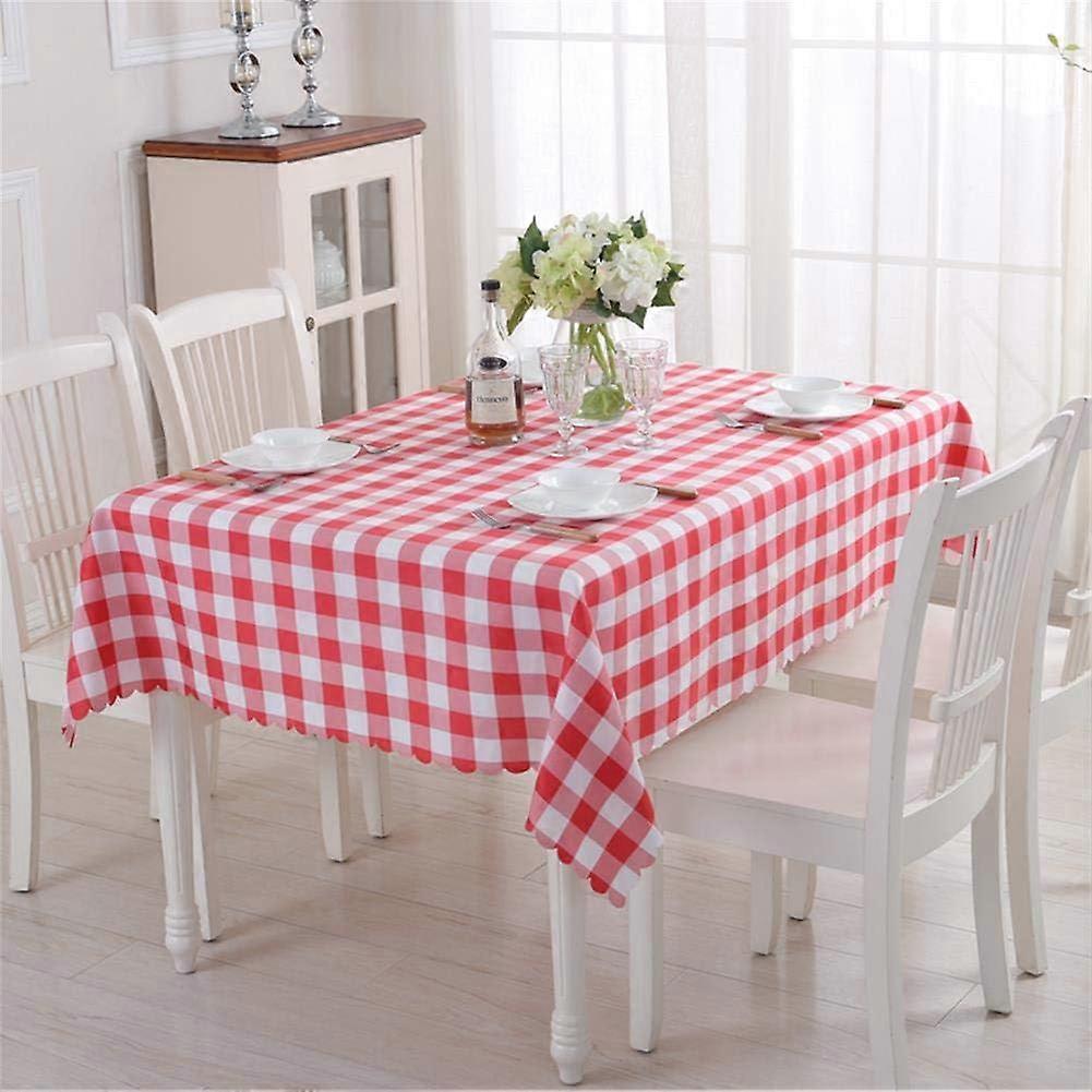 Topmail Rectangular Table Cloth Stain-Proof Table Cloth Washable Waterproof Polyester Fabric Table Protector for Dining Table Red White Tile Pattern