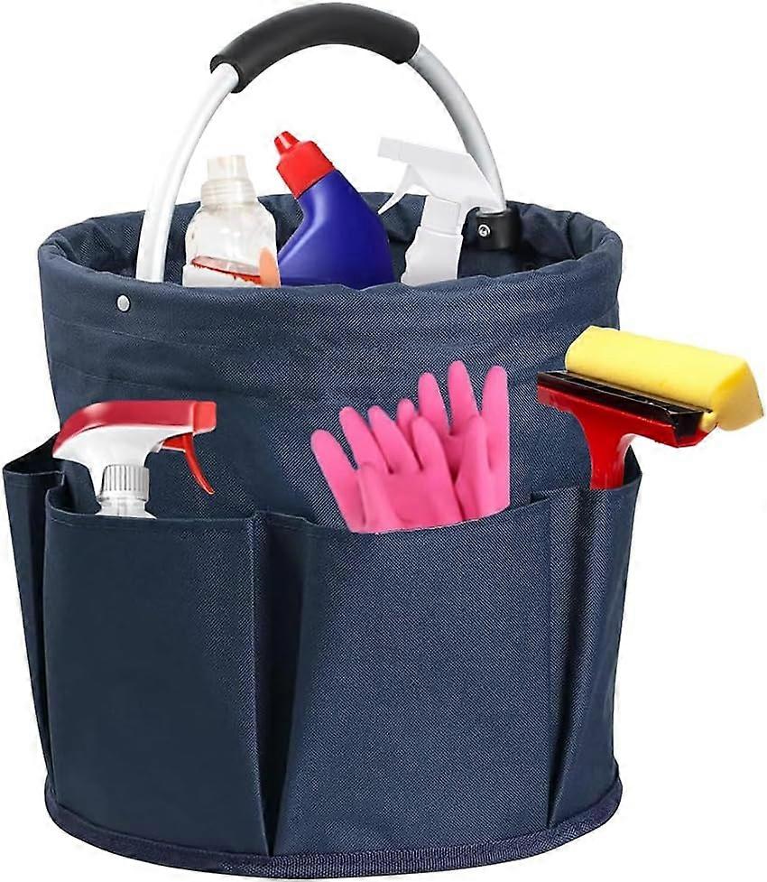 Cleaning organizer with handle, foldable with multiple pockets