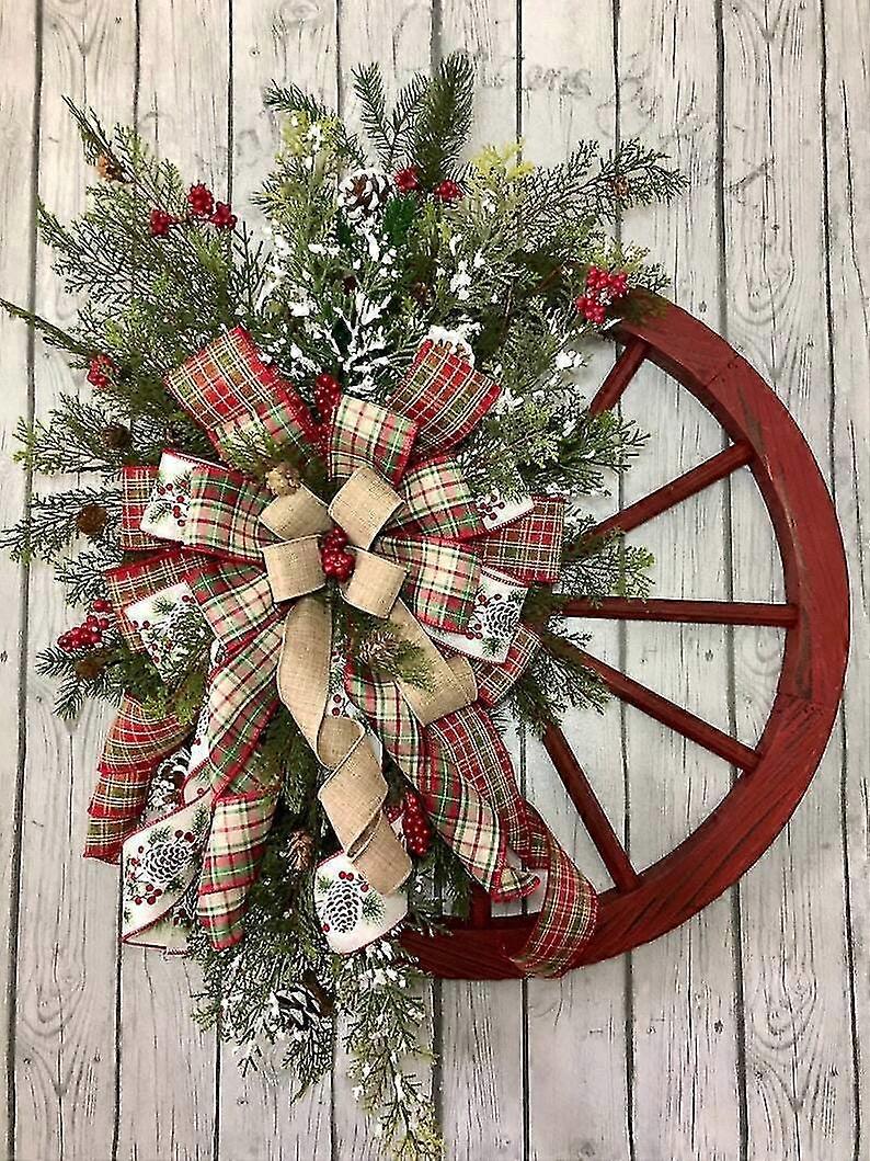 クリスマス装飾ドアハンギング木製ホイールホイールガーランドクリスマスパインフルーツガーランド