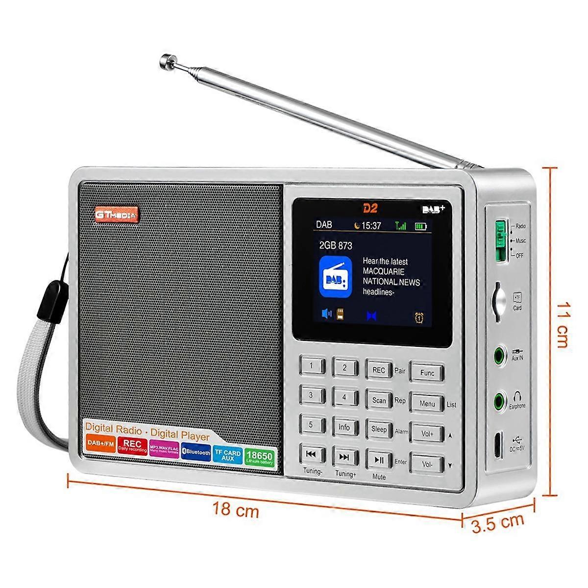 D2 Portable Radio FM/+ Digital Radio with RDS, 2.4Inch LCD Display, 60 ...