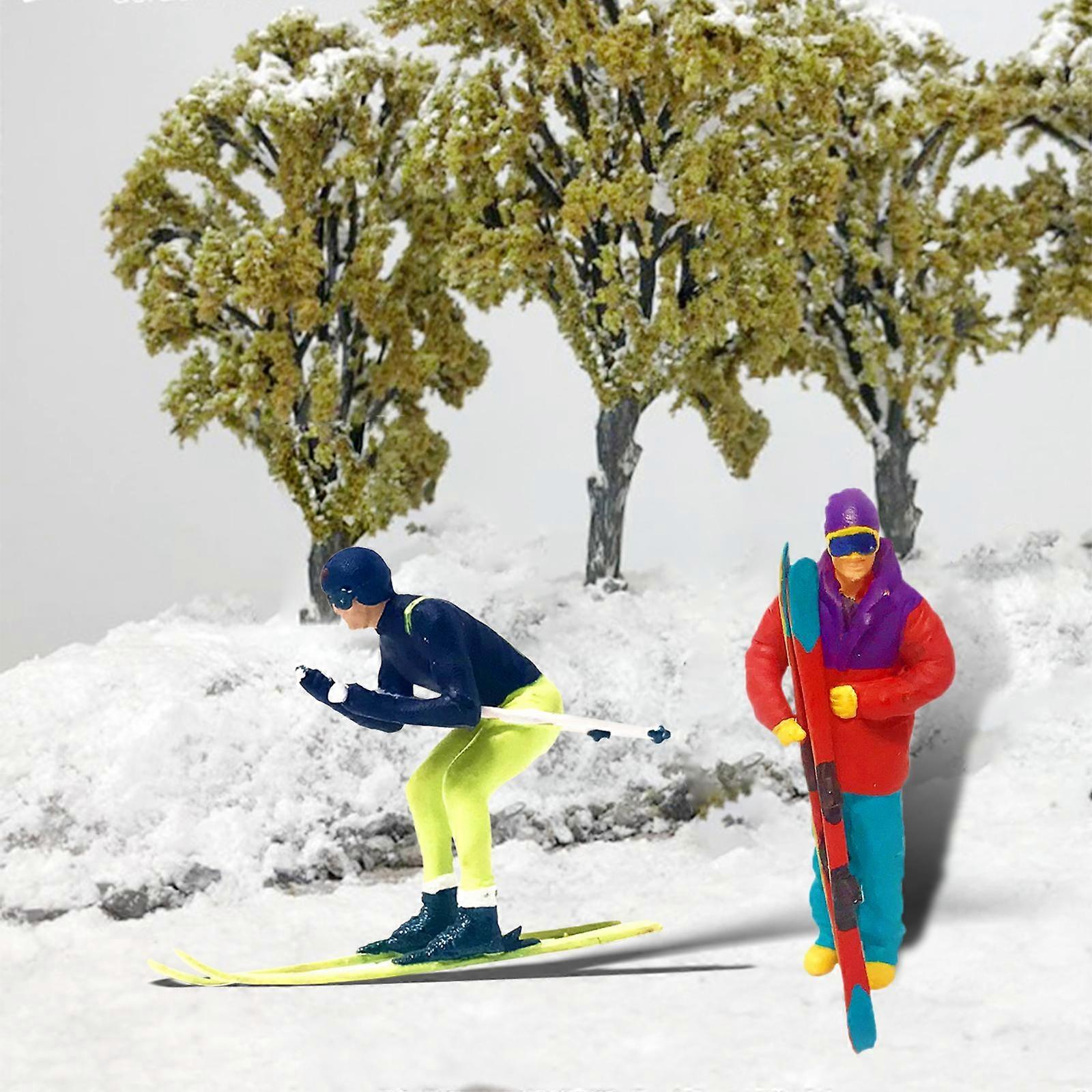 2Pcs 1:64 Scale Miniature Skiing Model Figures Tiny People DIY Projects