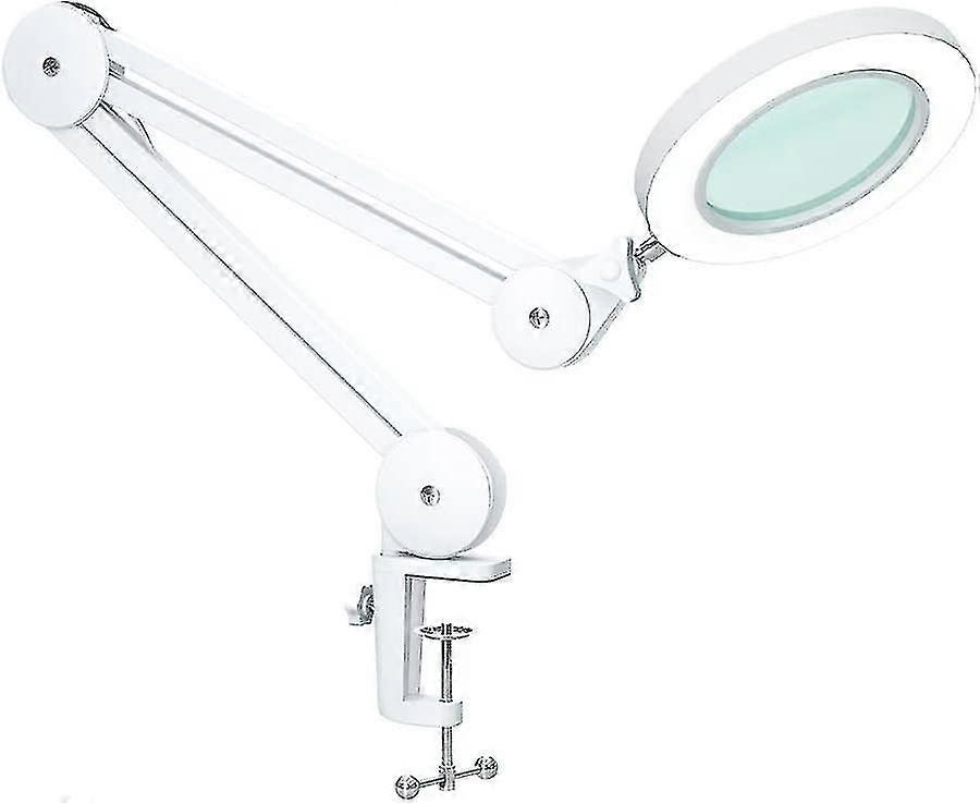 Magnifying Lamp - Magnifier With 5 Diopter Light - With Clamp, Swivel Arm, Dimmable, 3 Color Modes, 105mm Glass Lens - Light For Reading, Crafts - 5x