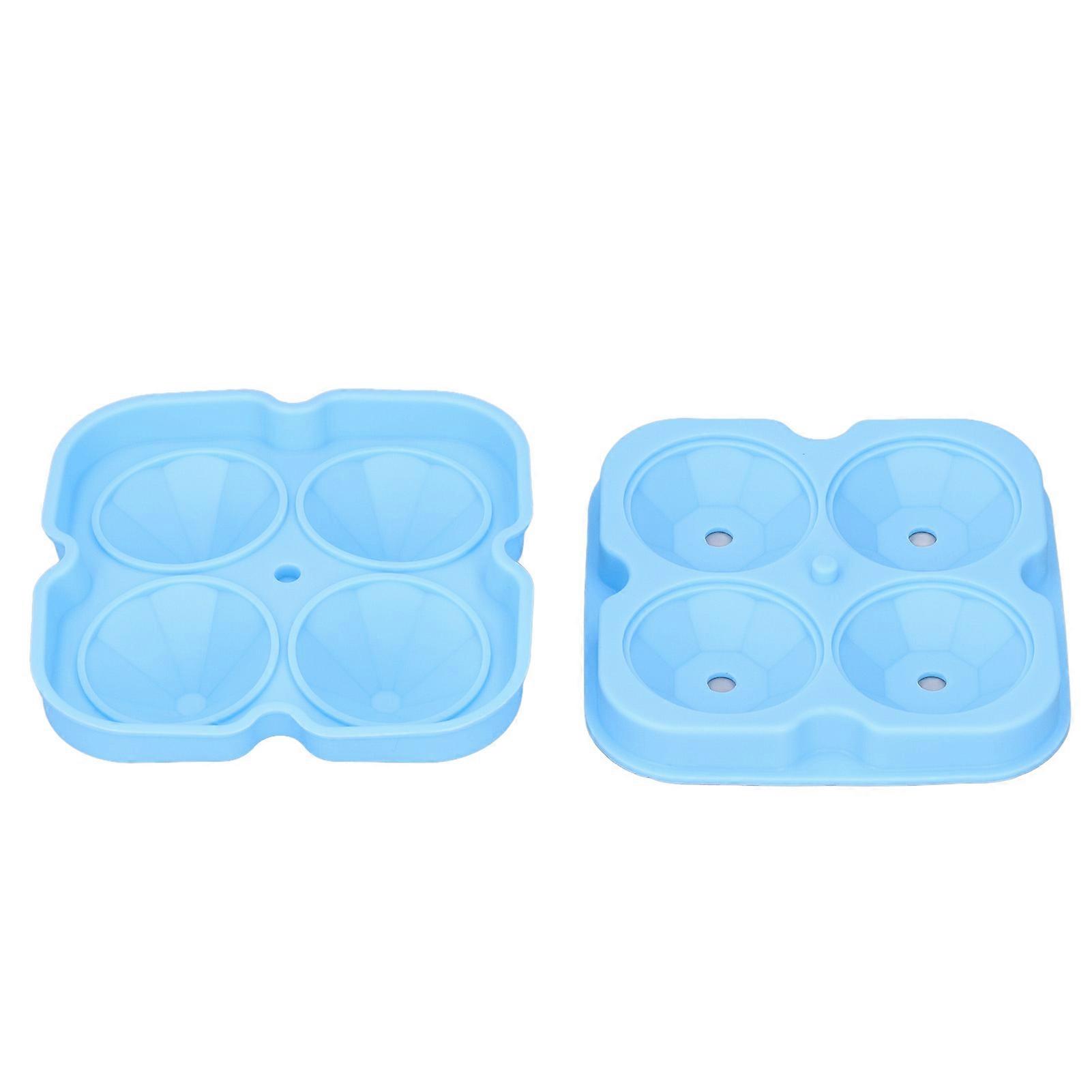 Ice Molds Reusable Silicone Flexible Minus40 to 420 Anti Adhesion 4 Ice Trays with Removable Lid for Whiskey CocktailsBlue