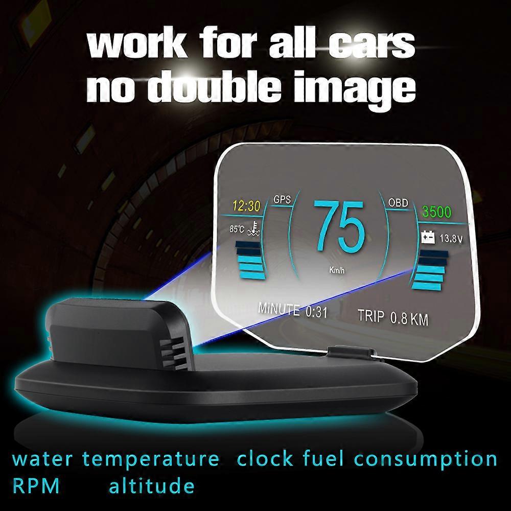 C1 OBD2 HUD Car Head Up Display C1 Car HUD OBD2 GPS Dual System 5.1 Inch Head Up Display Digital Speedometer Overspeed Warning