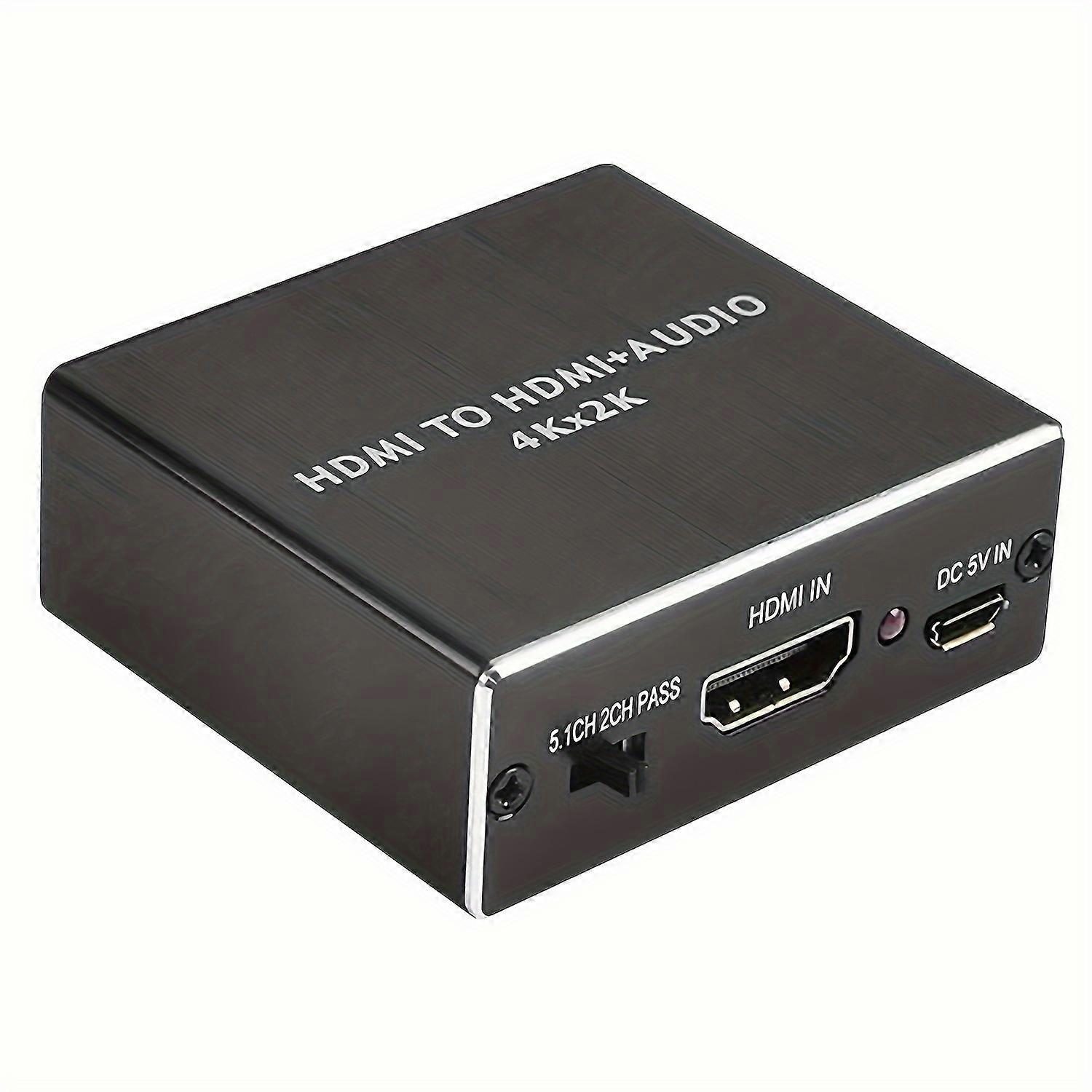 2023 HDTV Audio Extractor 4K HDTV to HDTV Converter with Optical Toslink SPDIF & RCA L/R Analog Stereo Output, USB Power Mode, Metallic Finish, HDTV C