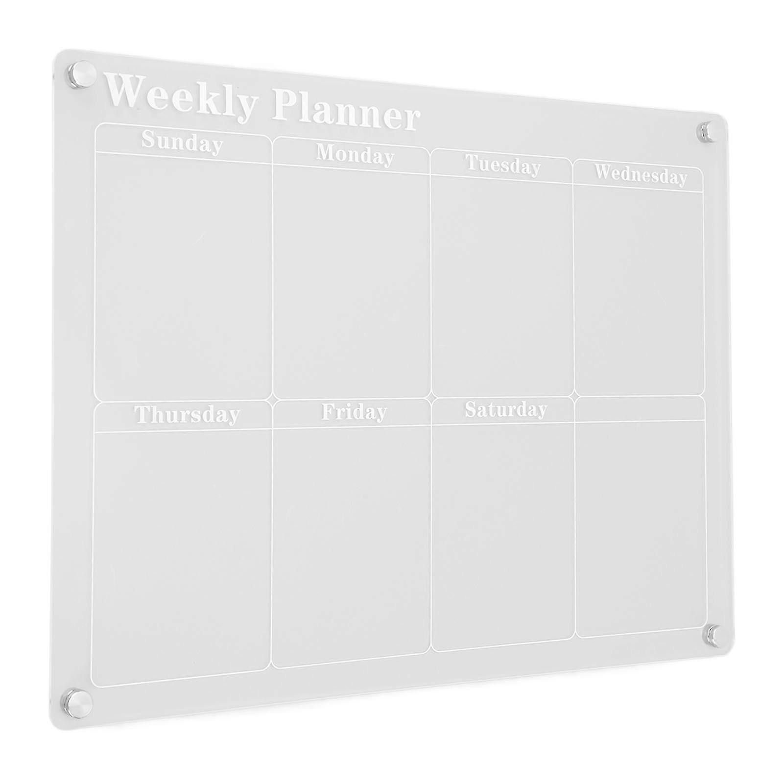 Weekly Schedule Clear Acrylic Magnet Dry Erase Board for Fridge with Marker and Eraser
