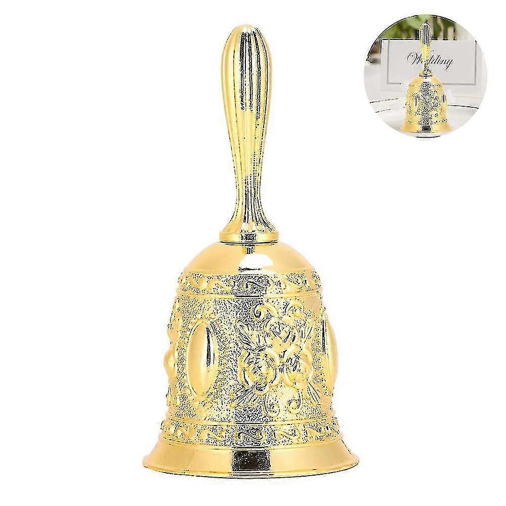Loud Hand Bell, Silver Steel Hand Bells For Adults, Dinner Bells For Inside Classroom Bell, For Food Line, Alarm( Color : Gold )