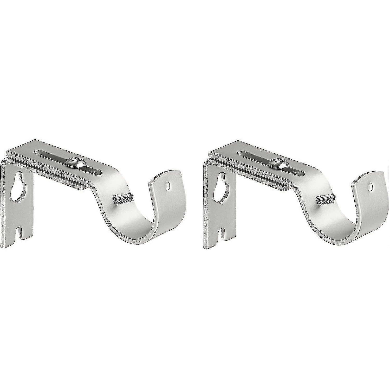 2 Pcs Adjustable Wall Bracket Curtain Rod Bracket Curtain Rod Bracket-silver