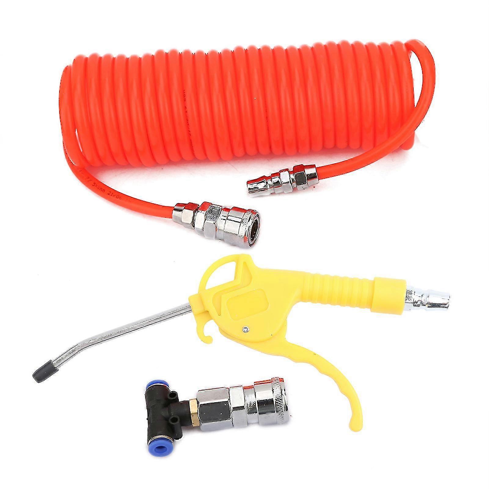 6m Spring Hose ABS Air Blow Gun with 3-Way Quick Connector for Car Dedusting