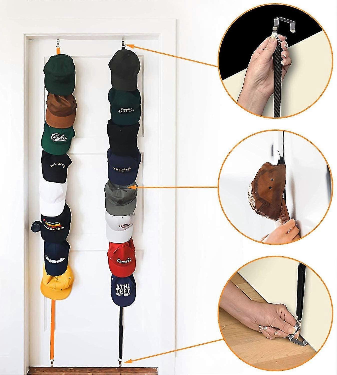 2 Pack Cap Rack, Ball Cap Handbag Rack Organizer met 16 Cap Racks