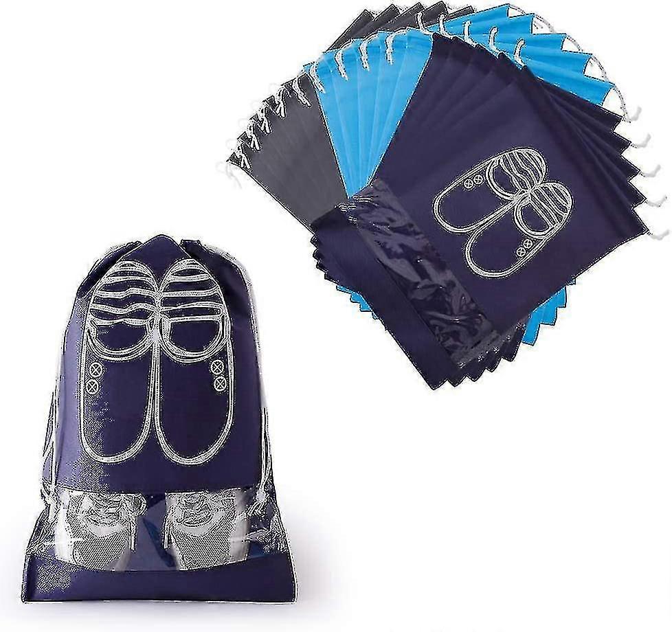 15 peças saco de sapato, tampas de sapato não tecidas respiráveis com cordão claro compatib à prova de poeira