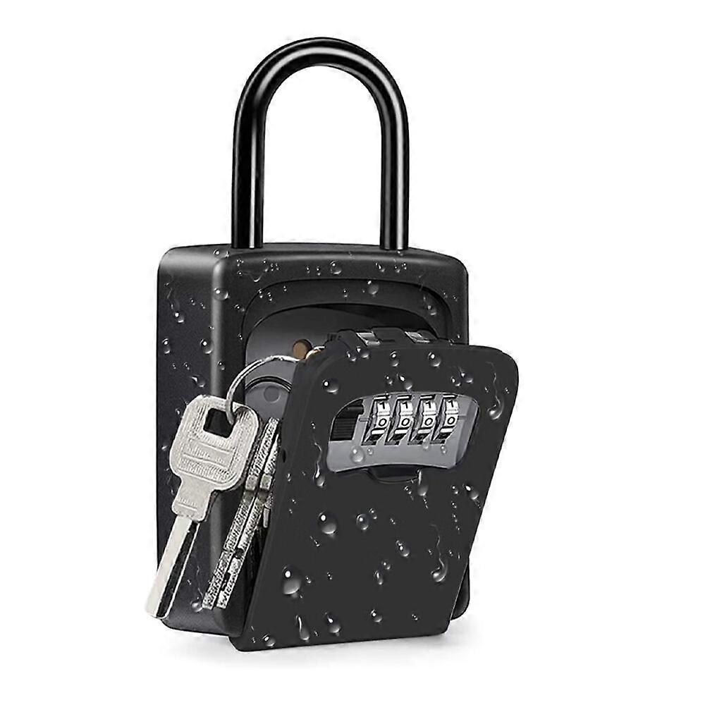 Key safe with 4-digit number code, (black) small key safe outside, key box with bracket, key box with code, key safe, key hiding place, weatherproof k