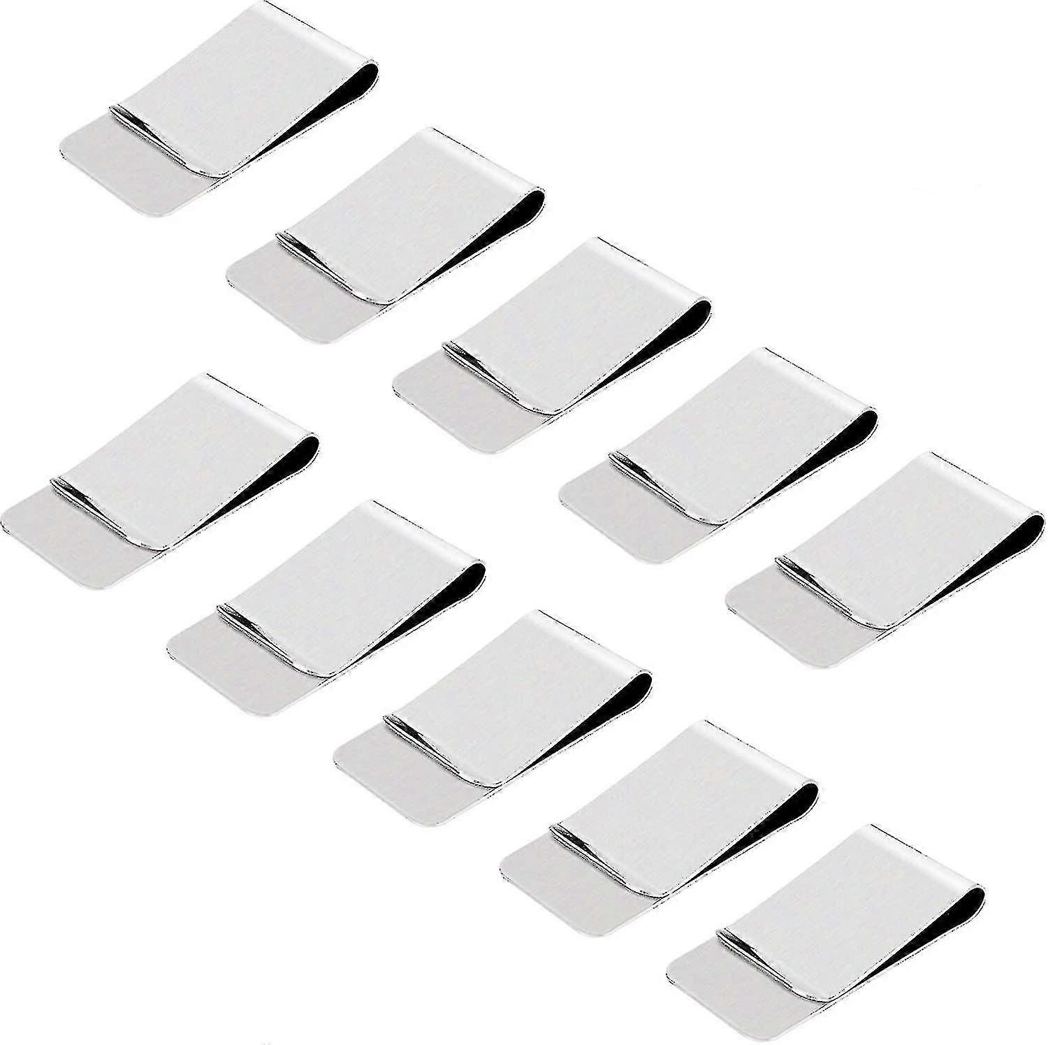 10pcs כסף קליפסים כסף מתכת קליפ מזומנים דק נירוסטה מחזיק כרטיס אשראי מתנה