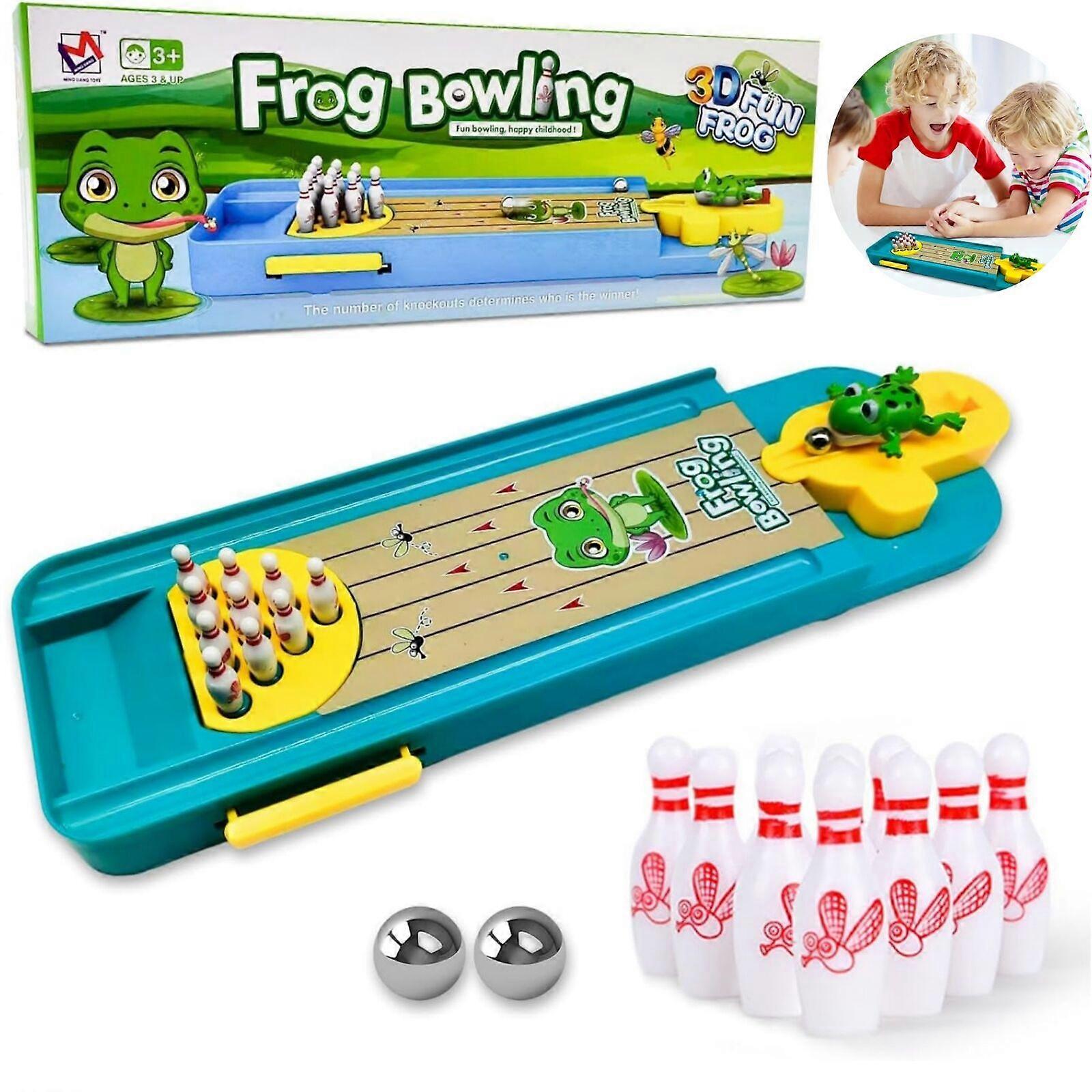Frog Bowling Set,Party Favors Tabletop Bowling Game Desk Interactive Finger Toy,100% New