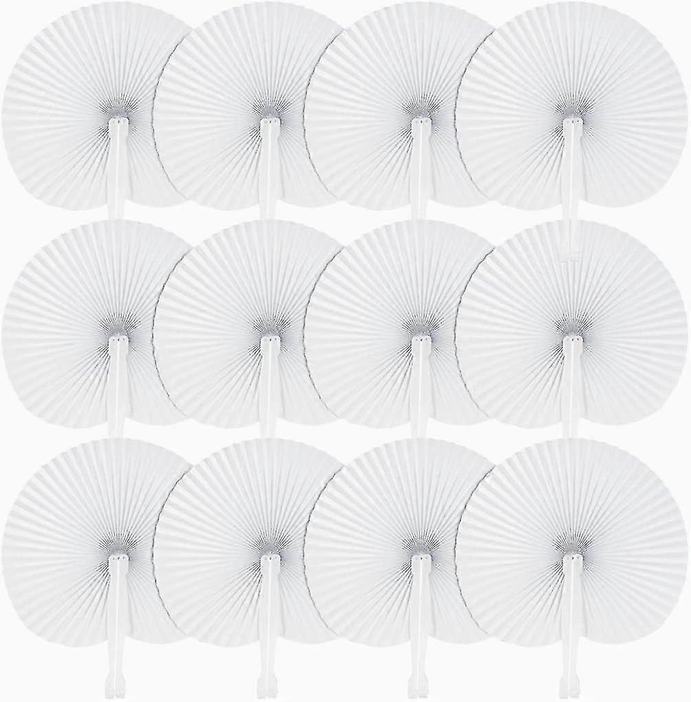 Pack Of 12 Round Hand Fans, Fans, Wedding Fans, Guest For Occasions, Party, Diy