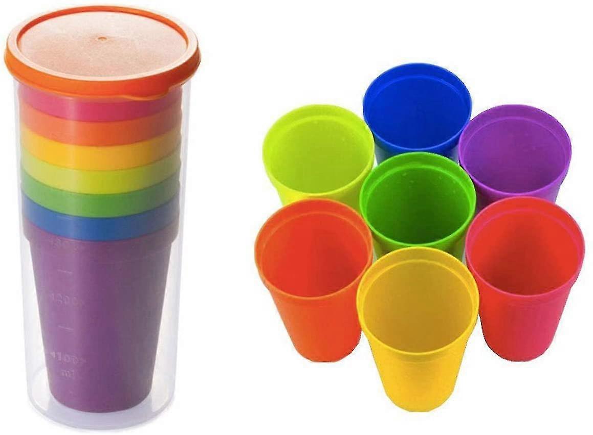 7pcs Reusable Plastic Cup, Drinkware Tumblers Stacking Water Glasses Cups