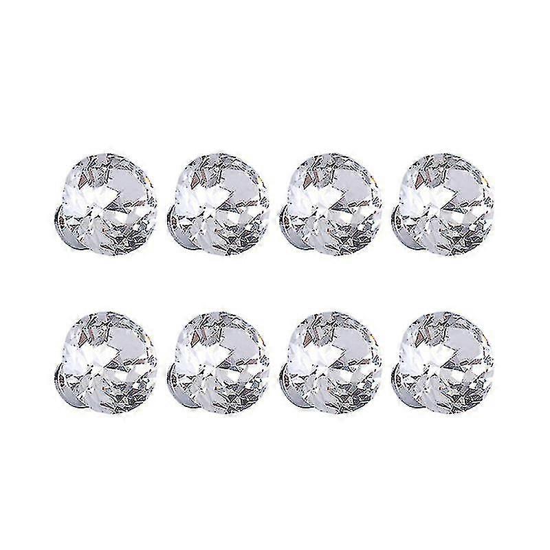 8pcs Crystal Cabinet Knobs Mini Makeup Box Jewelry Gift Box Knobs Single Hole Pull Handles (silver-white)