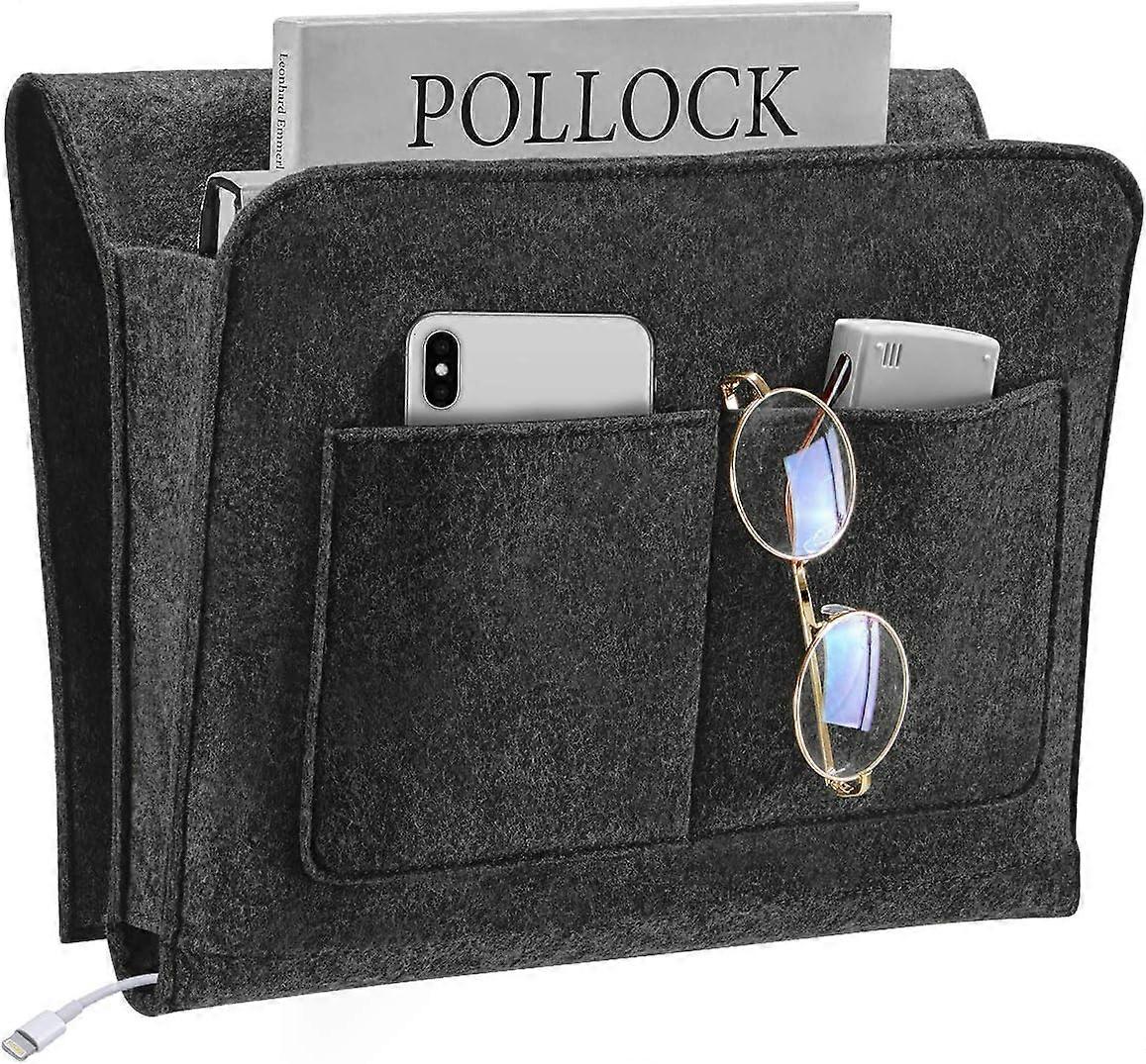 Bedside storage box, bed sofa hanging storage box, gray