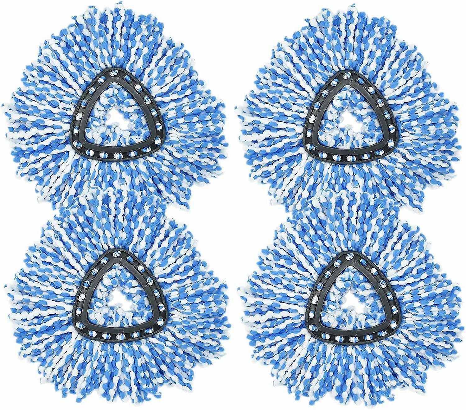 4 Pack Replacement Mop Head, 2 in 1 Easy Wring and Clean Turbo Triangular Cotton Mop, Microfiber Ref