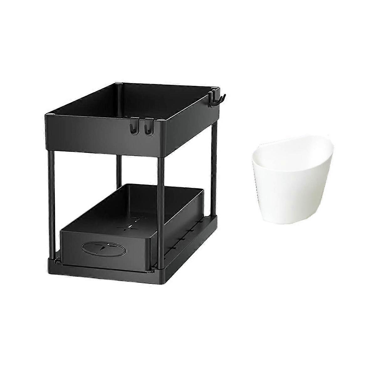 2pc Sliding Cabinet Organizer Drawer, Under Sink Organizers And Storage 2 Tier Multi-purpose Bathro