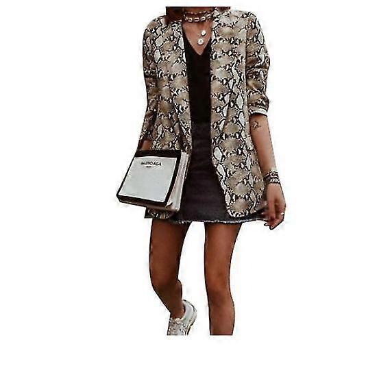Damen Langarm Open Front Leopard Print Blazer