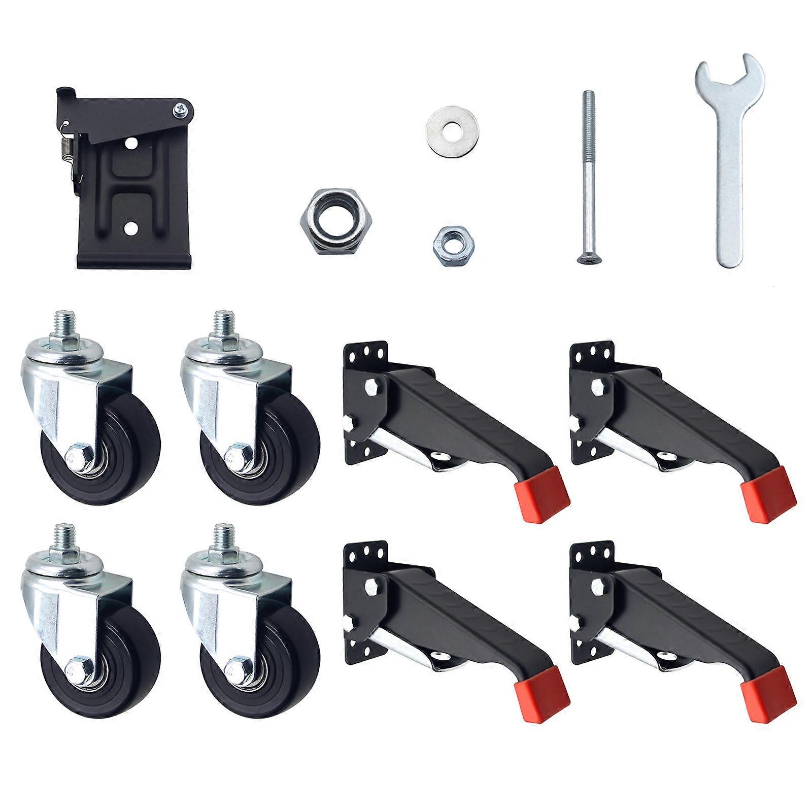 2023 New SPACEKEEPER Retractable Caster Workbench Casters Kit with Detachable Mounting Plate - Locking Heavy Duty Universal Wheels