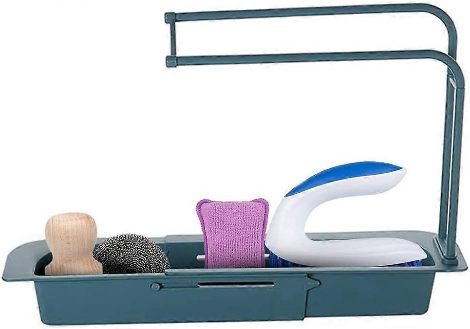 Telescopic Sink Storage Rack Holder-Adjustable 2-in-1 Sink Organizer,Expandable Sink Basket,Sink