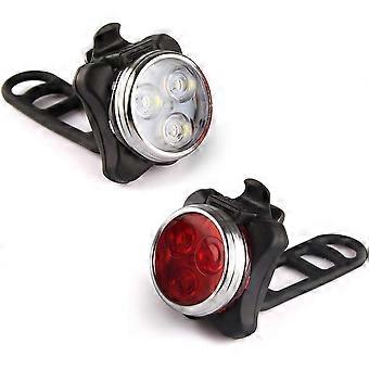 2-pack MTB taillights USB rechargeable bicycle lights Bicycle headlights Safety warning lights red and white