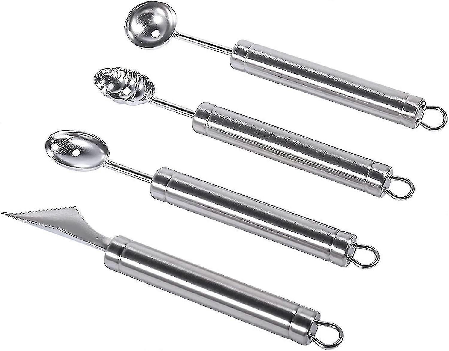 4 Pieces Carving Utensil Set, Fruit Spoon Melon Spoon Fruit 304