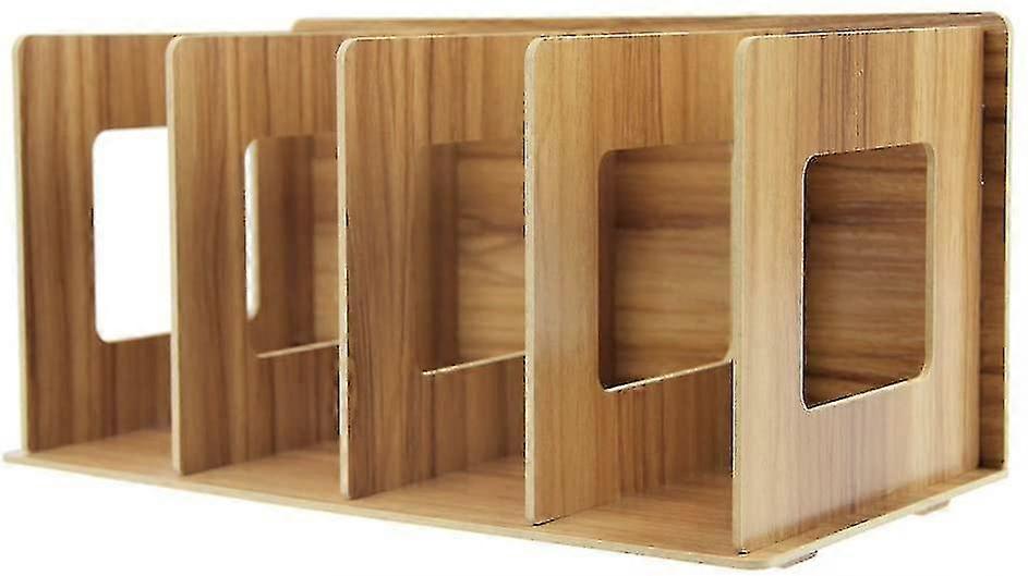 Wooden Magazine Collector Diy Archive Collector Desktop Organizer With 4 Compartments Catalog Collector With Books, Magazines And Cd Racks