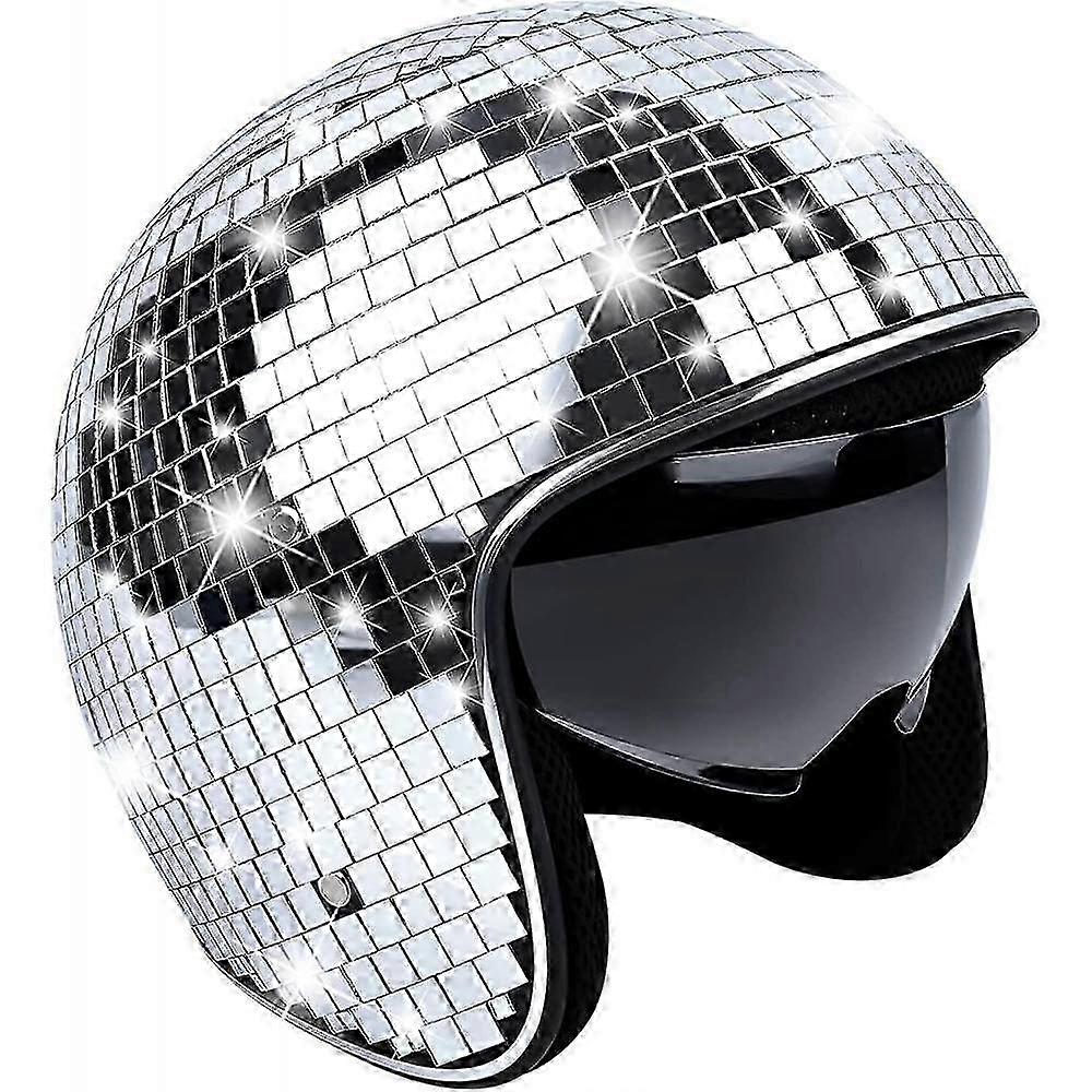 Diskotek Ball Hjelm, Diskotek Hjelm Cykelhjelm Skinnende Sølv Harley Hjelm Party GMN