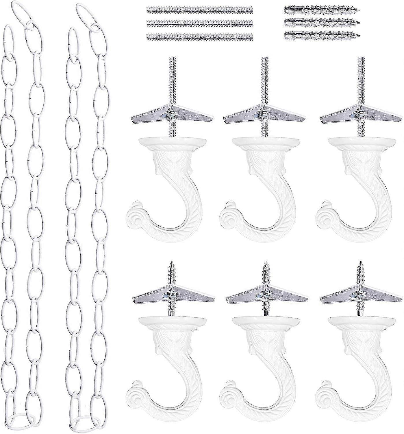 Metal Ceiling Hooks and Extension Chain Set - 8-Piece