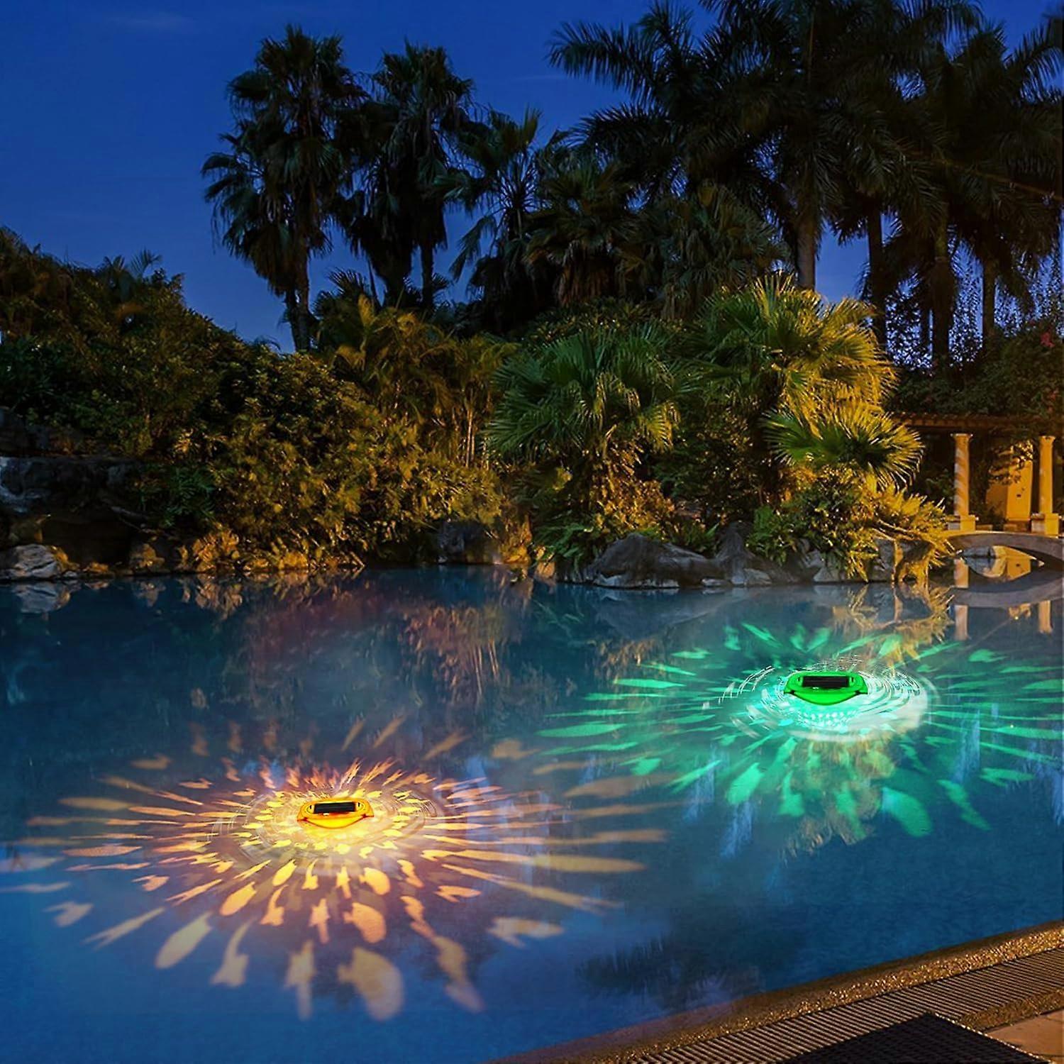 Solar Floating Pool Lights,Fish Pattern Pool Lights That Float,Rechargeable Waterproof Light up LED Pool Accessories,Hanging Pool Lights for Swimming