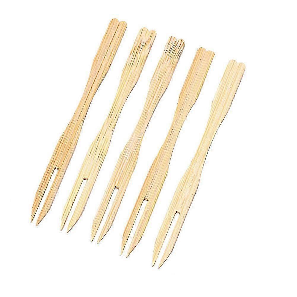500pcs Garfos de Aperitivo de Bambu, Mini Garfos de Bambu de 3,5 Polegadas, Garfos de Madeira Descartáveis, Frutas Pequenas Foo