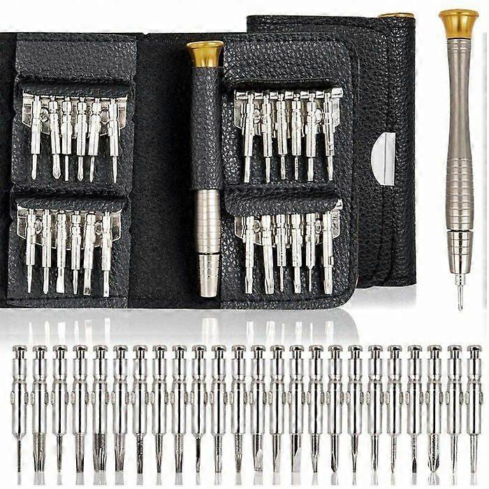 Screwdriver Set - Largeight - 25 Pieces - Black Leather Bag - Torx Bits - Versatile Use