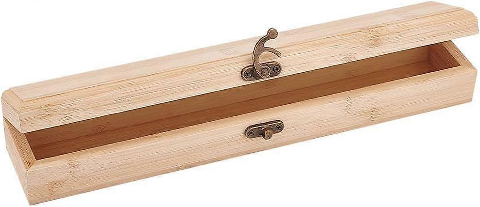 Unfinished Wooden Box 12x2.2x1.8 Inch Wood Branding Iron Box Rectangle Pencil Bamboo Box Unpainted Storage Box with Hinged Lid and Front Clasp for Cra