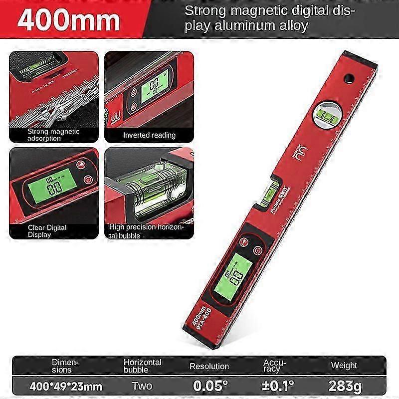 Fulida Digital Protractor Angle Finder Electronic Level 0-90 Inclinometer Slope Scale Bubble Magnetic Level Ruler 40cm